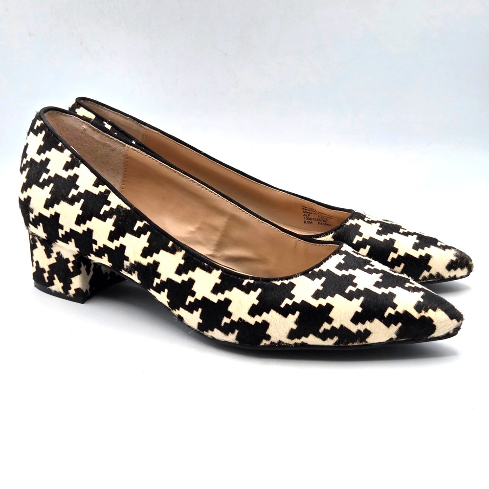Alfani Step n Flex Black & White Houndstooth Pointed Toe Block Heel Size 8.5